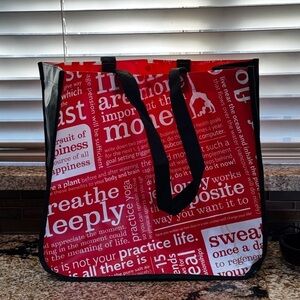Red Typography Tote Bag